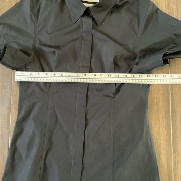 ESSE Studio Italian Cotton Black Short Sleeve Button Front Shirt Size 8 - Picture 8 of 9
